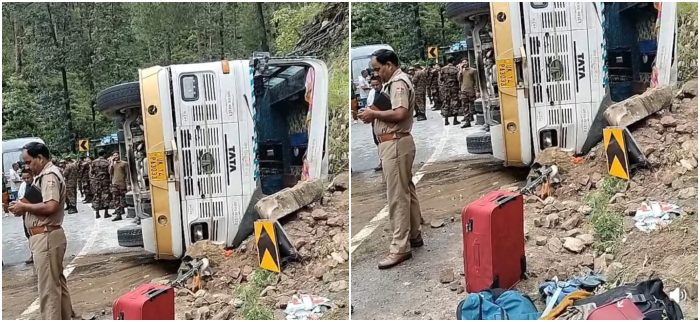 सेना के जवानों की बस हादसे का शिकार